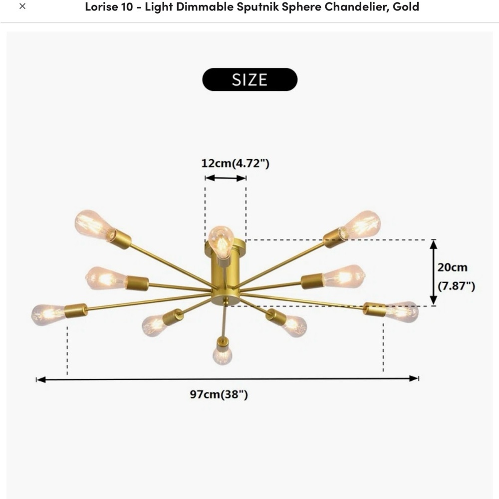 Modern Gold Ceiling Light Fixture - Picture 3 of 3